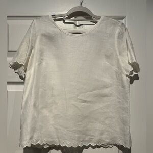 J.Crew linen, adorable top with eyelet detail